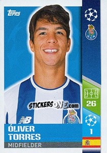 Sticker Óliver Torres - UEFA Champions League 2017-2018 n. 318 - Topps
