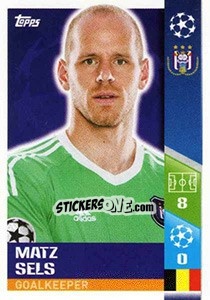 Sticker Matz Sels - UEFA Champions League 2017-2018 n. 348 - Topps