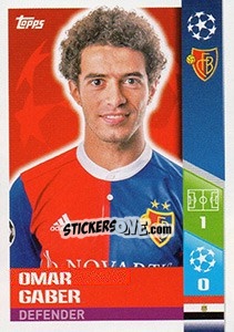 Sticker Omar Gaber - UEFA Champions League 2017-2018 n. 387 - Topps