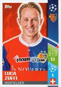 Sticker Luca Zuffi - UEFA Champions League 2017-2018 n. 395 - Topps