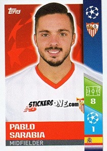 Sticker Pablo Sarabia - UEFA Champions League 2017-2018 n. 431 - Topps
