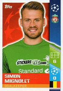 Sticker Simon Mignolet - UEFA Champions League 2017-2018 n. 439 - Topps