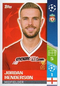 Sticker Jordan Henderson - UEFA Champions League 2017-2018 - Topps