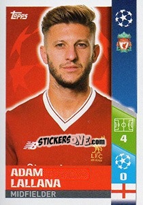 Sticker Adam Lallana - UEFA Champions League 2017-2018 - Topps