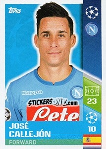 Sticker José Callejón - UEFA Champions League 2017-2018 - Topps