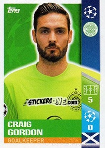 Sticker Craig Gordon - UEFA Champions League 2017-2018 n. 551 - Topps
