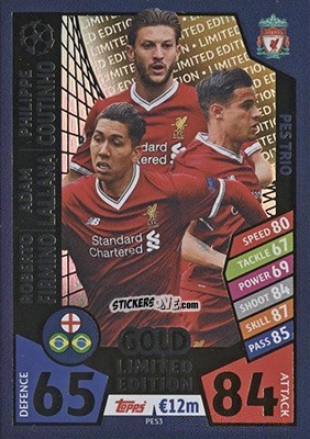 Sticker Roberto Firmino / Adam Lallana / Philippe Coutinho - UEFA Champions League 2017-2018. Match Attax n. PES3 - Topps