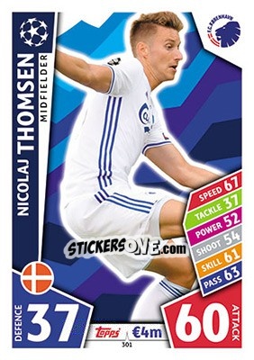 Sticker Nicolaj Thomsen - UEFA Champions League 2017-2018. Match Attax n. 301 - Topps
