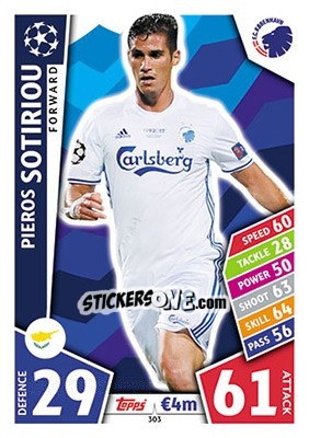 Sticker Pieros Sotiriou - UEFA Champions League 2017-2018. Match Attax n. 303 - Topps