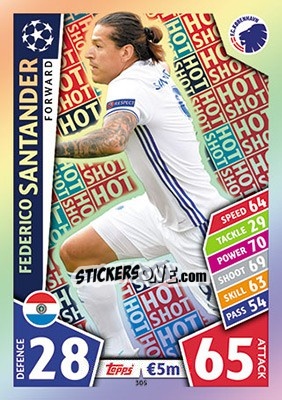 Sticker Federico Santander - UEFA Champions League 2017-2018. Match Attax - Topps
