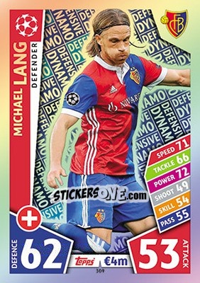 Sticker Michael Lang - UEFA Champions League 2017-2018. Match Attax n. 309 - Topps