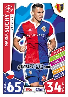Sticker Marek Suchý - UEFA Champions League 2017-2018. Match Attax n. 310 - Topps