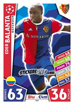 Sticker Eder Balanta - UEFA Champions League 2017-2018. Match Attax n. 313 - Topps