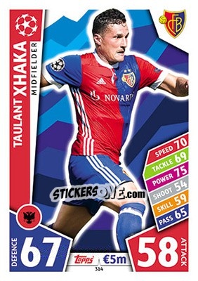 Sticker Taulant Xhaka - UEFA Champions League 2017-2018. Match Attax n. 314 - Topps