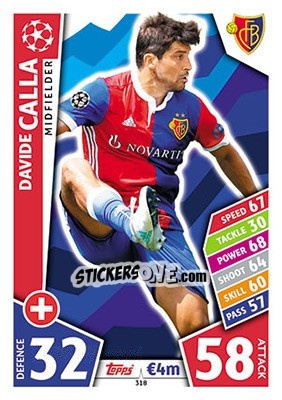 Sticker Davide Calla - UEFA Champions League 2017-2018. Match Attax n. 318 - Topps