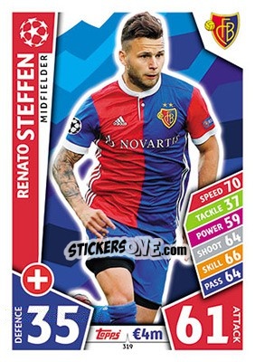 Sticker Renato Steffen - UEFA Champions League 2017-2018. Match Attax - Topps