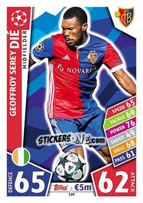 Sticker Geoffroy Serey Dié - UEFA Champions League 2017-2018. Match Attax n. 320 - Topps