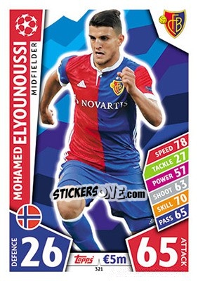 Sticker Mohamed Elyounoussi - UEFA Champions League 2017-2018. Match Attax n. 321 - Topps