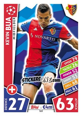 Sticker Kevin Bua - UEFA Champions League 2017-2018. Match Attax n. 322 - Topps