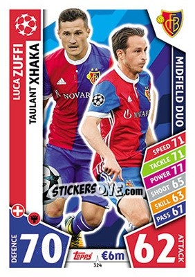 Sticker Luca Zuffi / Taulant Xhaka - UEFA Champions League 2017-2018. Match Attax n. 324 - Topps