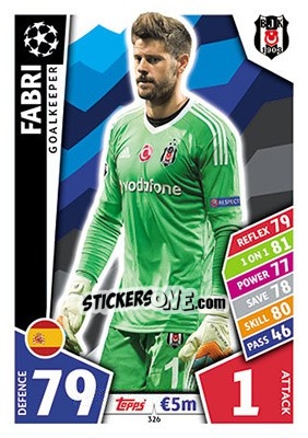 Sticker Fabri - UEFA Champions League 2017-2018. Match Attax n. 326 - Topps