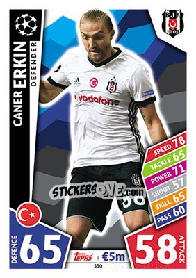 Sticker Caner Erkin - UEFA Champions League 2017-2018. Match Attax n. 330 - Topps