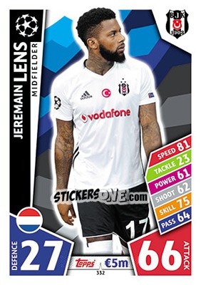 Sticker Jeremain Lens - UEFA Champions League 2017-2018. Match Attax n. 332 - Topps