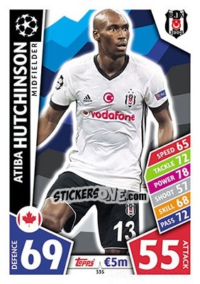 Sticker Atiba Hutchinson - UEFA Champions League 2017-2018. Match Attax n. 335 - Topps