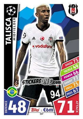 Sticker Talisca - UEFA Champions League 2017-2018. Match Attax n. 337 - Topps