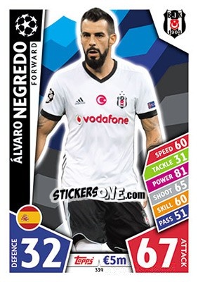 Sticker Álvaro Negredo - UEFA Champions League 2017-2018. Match Attax n. 339 - Topps