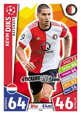 Sticker Kevin Diks - UEFA Champions League 2017-2018. Match Attax n. 346 - Topps