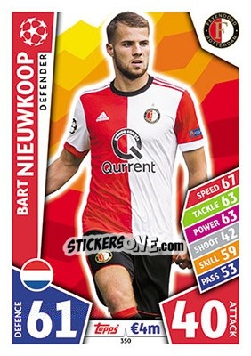 Sticker Bart Nieuwkoop - UEFA Champions League 2017-2018. Match Attax n. 350 - Topps