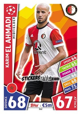 Sticker Karim El Ahmadi - UEFA Champions League 2017-2018. Match Attax n. 352 - Topps