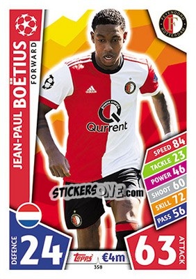 Sticker Jean-Paul Boëtius - UEFA Champions League 2017-2018. Match Attax n. 358 - Topps