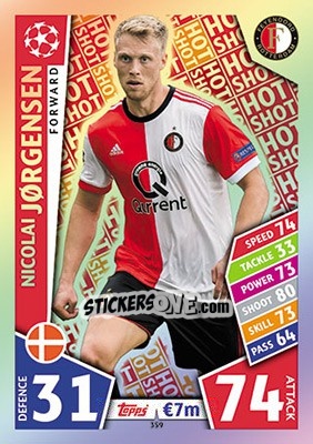 Sticker Nicolai Jørgensen - UEFA Champions League 2017-2018. Match Attax n. 359 - Topps
