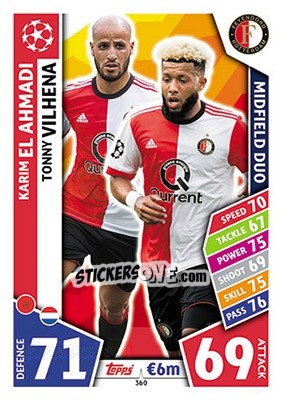 Sticker Karim El Ahmadi / Tonny Vilhena - UEFA Champions League 2017-2018. Match Attax n. 360 - Topps