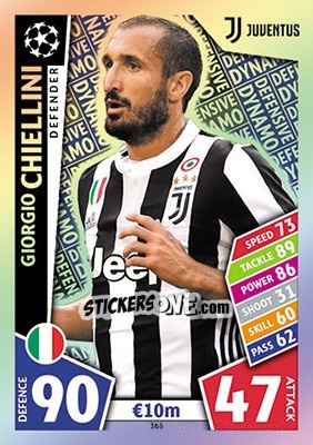 Sticker Giorgio Chiellini - UEFA Champions League 2017-2018. Match Attax n. 365 - Topps