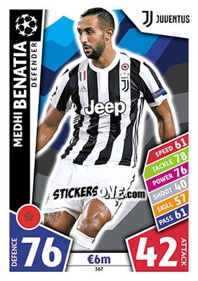 Sticker Medhi Benatia - UEFA Champions League 2017-2018. Match Attax n. 367 - Topps