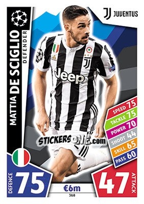Sticker Mattia De Sciglio - UEFA Champions League 2017-2018. Match Attax n. 368 - Topps