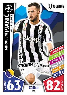 Sticker Miralem Pjanic - UEFA Champions League 2017-2018. Match Attax n. 372 - Topps