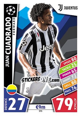 Sticker Juan Cuadrado - UEFA Champions League 2017-2018. Match Attax n. 375 - Topps