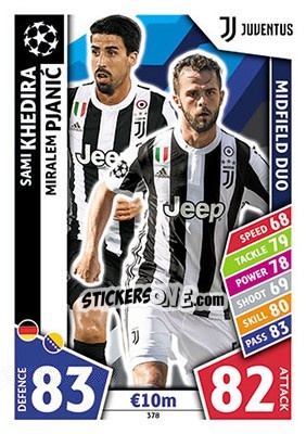 Sticker Sami Khedira / Miralem Pjanic - UEFA Champions League 2017-2018. Match Attax n. 378 - Topps