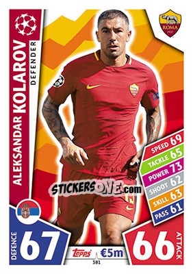 Sticker Aleksandar Kolarov - UEFA Champions League 2017-2018. Match Attax n. 381 - Topps