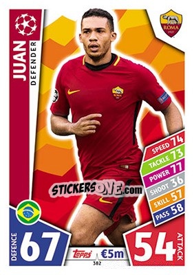 Sticker Juan Jesus - UEFA Champions League 2017-2018. Match Attax n. 382 - Topps