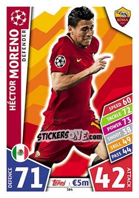 Sticker Héctor Moreno - UEFA Champions League 2017-2018. Match Attax n. 384 - Topps