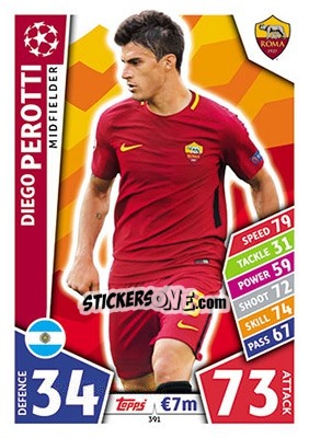 Sticker Diego Perotti - UEFA Champions League 2017-2018. Match Attax n. 391 - Topps