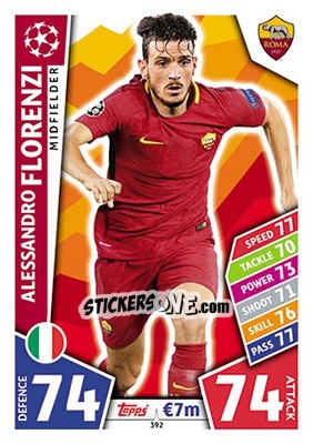 Sticker Alessandro Florenzi - UEFA Champions League 2017-2018. Match Attax n. 392 - Topps