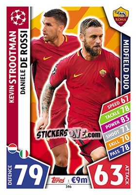 Sticker Kevin Strootman / Daniele De Rossi - UEFA Champions League 2017-2018. Match Attax n. 396 - Topps