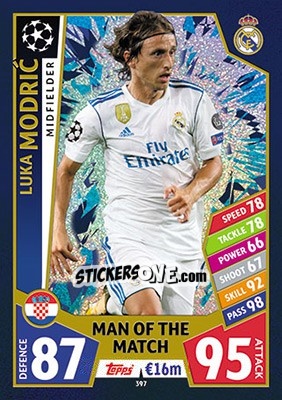 Sticker Luka Modric - UEFA Champions League 2017-2018. Match Attax n. 397 - Topps