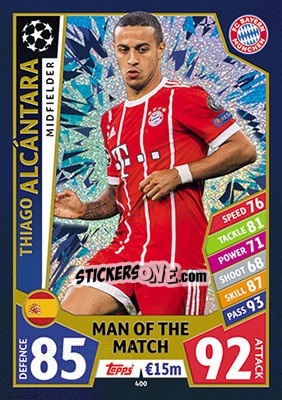 Sticker Thiago Alcántara - UEFA Champions League 2017-2018. Match Attax n. 400 - Topps